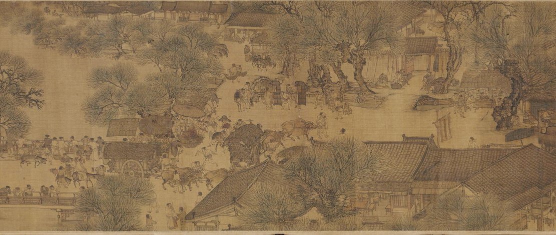 Detail 7 of the Qingming scroll — The City Market · Stalls and Porters